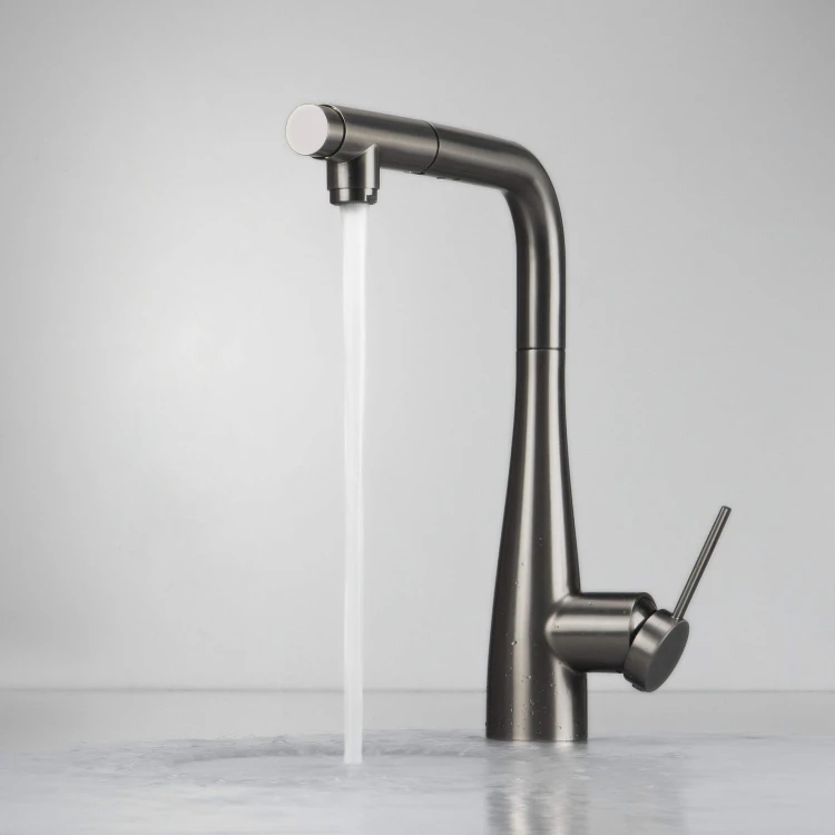 Bateria kuchenna z wyciąganą wylewką titanium Eridan Deante