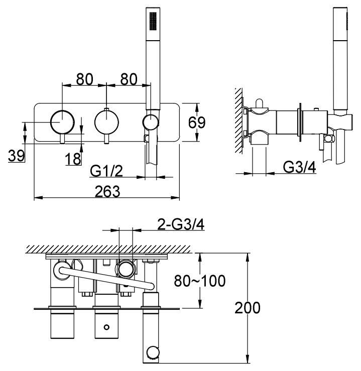 Bateria wannowa termostatyczna złota Axel Gold KOHLMAN QW265AGD