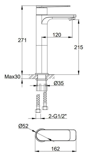 Bateria umywalkowa stojąca wysoka Wexpo KOHLMAN QB170W