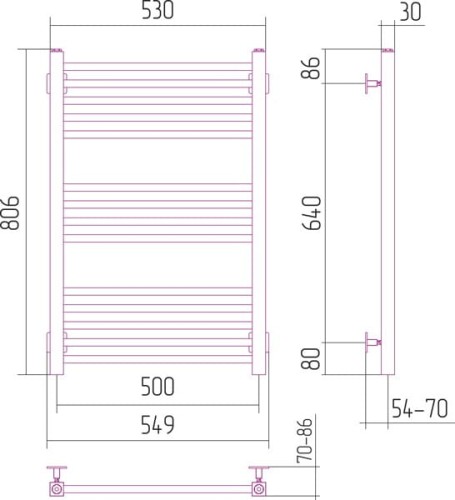 Grzejnik łazienkowy Sunerzha Modus 80x50cm stal polerowana