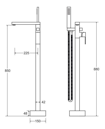 Bateria wannowa wolnostojąca Varium Besco czarny matt