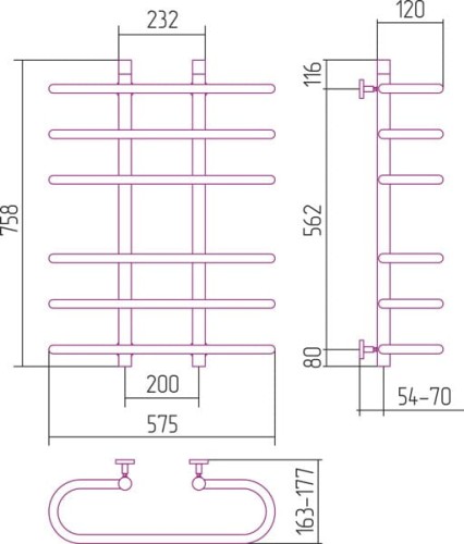 Grzejnik łazienkowy Sunerzha Furore 80x60cm stal polerowana