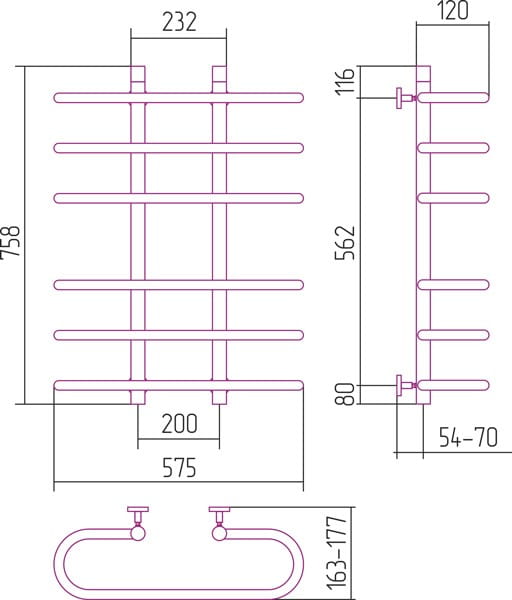 Grzejnik łazienkowy Sunerzha Furore 80x60cm stal polerowana