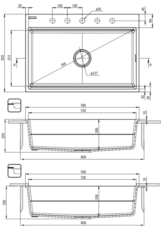 Zlewozmywak granitowy magnetyczny antracyt metalik Magnetic Deante