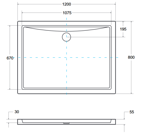 Brodzik prostokątny  biały Besco ALPINA SLIMLINE 120x90x3