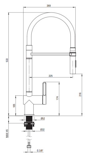 Bateria kuchenna stojąca z elastyczną wylewką chrom Magnetic Deante