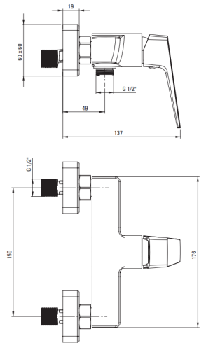 Bateria prysznicowa ścienna chrom Blur Deante