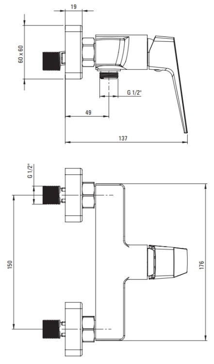 Bateria prysznicowa ścienna chrom Blur Deante