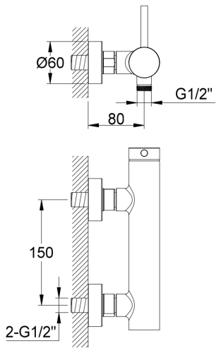 Bateria prysznicowa ścienna czarna Axel Black KOHLMAN QW120AB