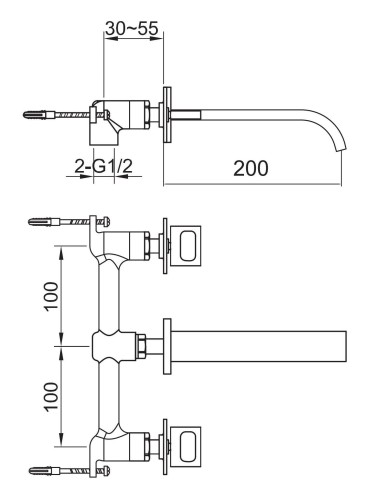 Bateria umywalkowa podtynkowa KOHLMAN Nexen-S SQW193U