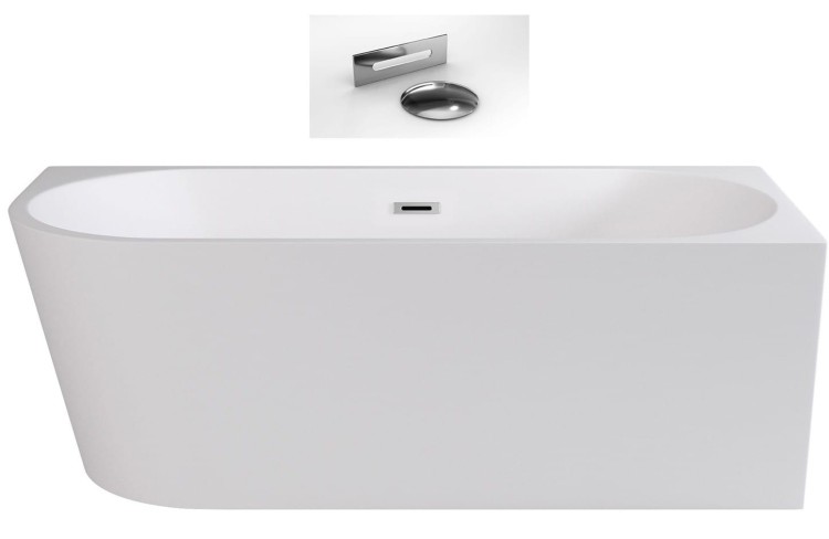 Wanna wolnostojąca Zoya Besco 150x75 prawa biała + syfon chrom