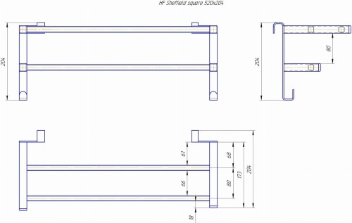 Półka grzejnikowa HF Sheffield 52x20,4 square czarny mat Hygge Family