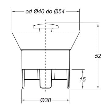 Zawór antyzapachowy do brodzika N.R.V. otwór w spuście 40 do 54 mm