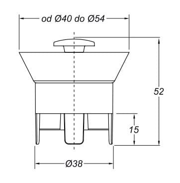 Zawór antyzapachowy do brodzika N.R.V. otwór w spuście 40 do 54 mm