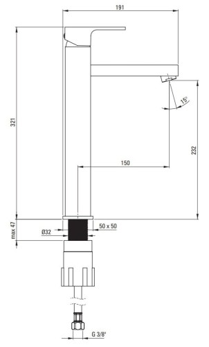 Bateria umywalkowa wysoka nero czarna Anemon Deante