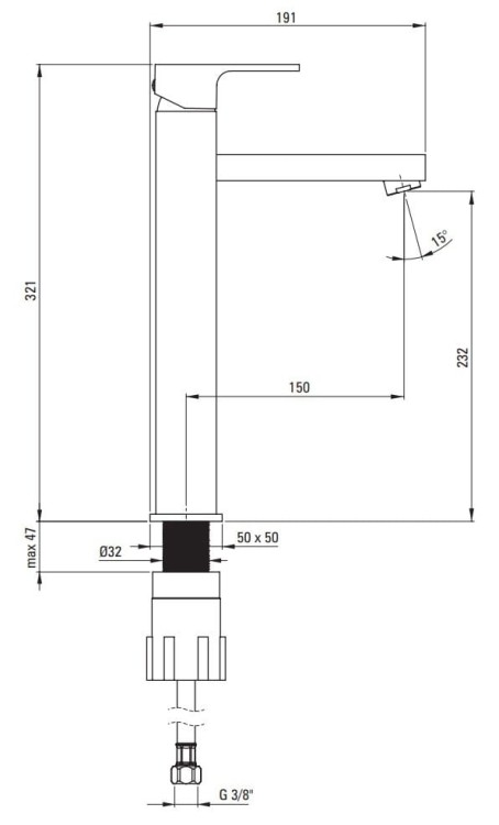 Bateria umywalkowa wysoka nero czarna Anemon Deante