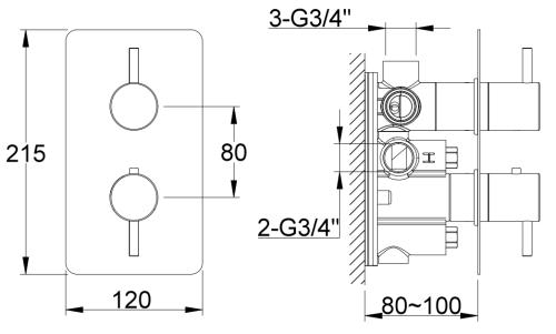 Bateria wannowa termostatyczna czarna Axel Black KOHLMAN QW433AB
