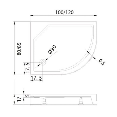 Brodzik asymetryczny New Trendy New Maxima 120x85x17 lewy