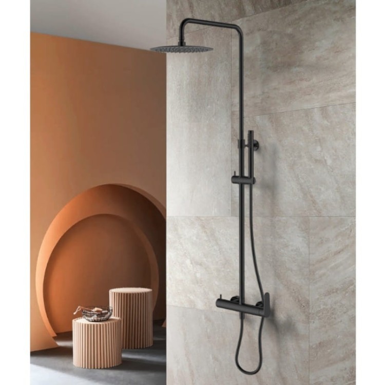 Natynkowy zestaw prysznicowy z deszczownicą Cetus Matt black Lavita