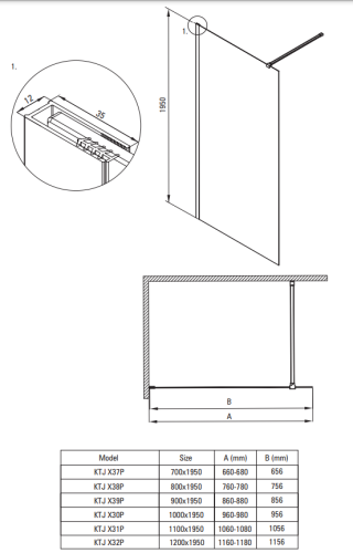 Ścianka prysznicowa walk-in 100x195 bianco Prizma Deante