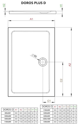 Brodzik prostokątny Radaway Doros Plus D 110x80