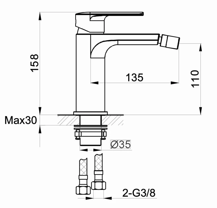 Bateria bidetowa stojąca Texen KOHLMAN QB130T