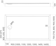 Brodzik prostokątny Cameron 80x140 Schedpol Schedline, biały - odpływ krótszy bok