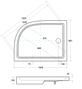 Brodzik asymetryczny kompaktowy lewy Besco SATURN-PMD 100x80x4