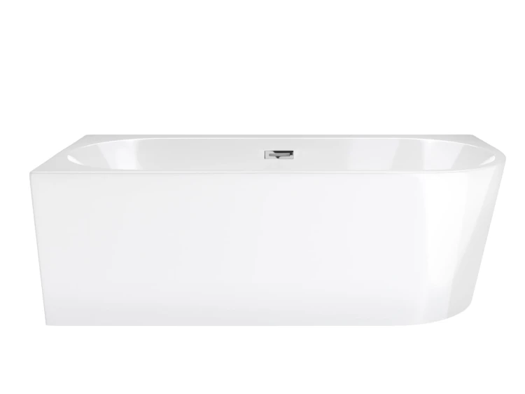 Wanna wolnostojąca narożna corsan intero 150 x 74 z szeroką krawędzią montaż lewostronny korek klik-klak chrom