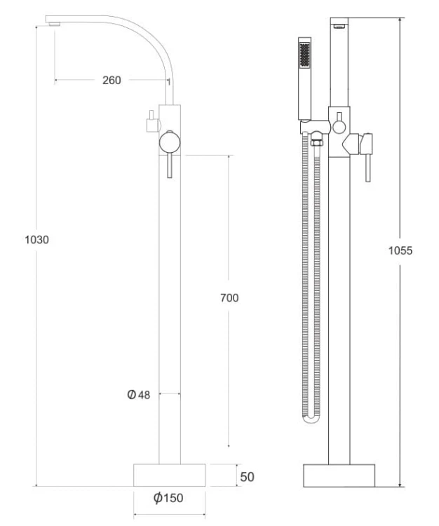 Bateria wannowa wolnostojąca BESCO DECCO I złota