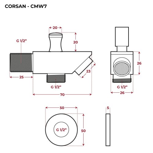 Wylewka wannowo prysznicowa corsan cmw7gm gunmetal z przełącznikiem mechanicznym do słuchawki prysznicowej