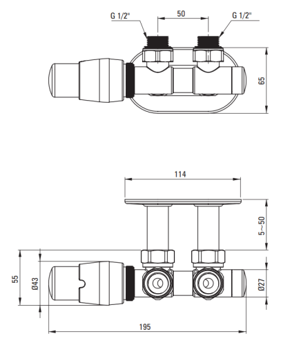 Zawór termostatyczny do grzejnika lewy titanium mat Deante