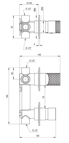 Bateria prysznicowa z przełącznikiem natrysku Silia Hexa Deante złoto szczotkowane