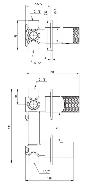 Bateria prysznicowa z przełącznikiem natrysku Silia Hexa Deante złoto szczotkowane