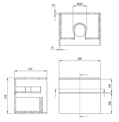 Szafka umywalkowa z blatem 60x52x47 kaszmir Prizma Deante