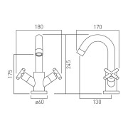 Bateria VADO ELEMENTS umywalkowa czarna szczotkowana