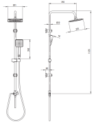 Deszczownica z baterią prysznicową nero czarna Boro Deante