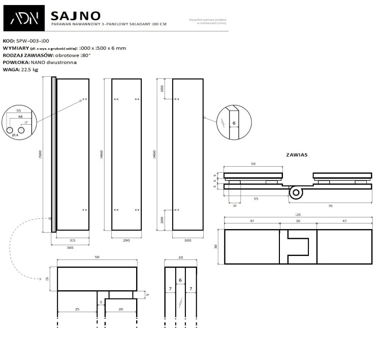 Parawan nawannowy składany Sajno 100x150 złoty Ad Naturalnie