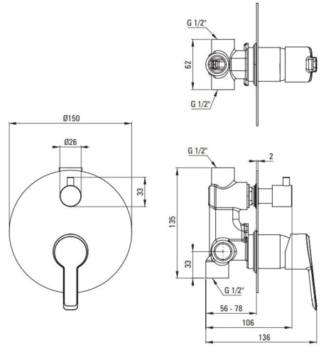 Zestaw prysznicowy podtynkowy z wylewką wannową titanium Arnika Deante