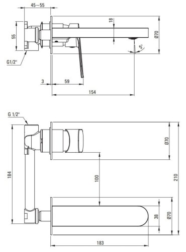Bateria umywalkowa podtynkowa Alpinia Deante nero czarna