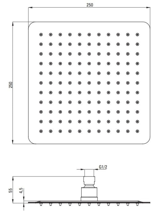 Deszczownica 25x25 cm stal szczotkowana Cascada Deante