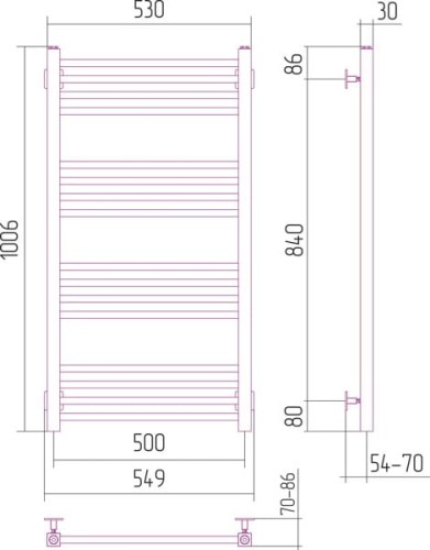 Grzejnik łazienkowy Sunerzha Modus 100x50cm stal polerowana