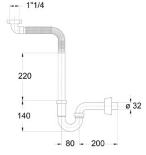 Półsyfon umywalkowy rurowy oszczędzający miejsce Tabular C Bonomini