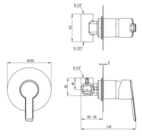 Bateria prysznicowa podtynkowa Arnika Deante złoto szczotkowane