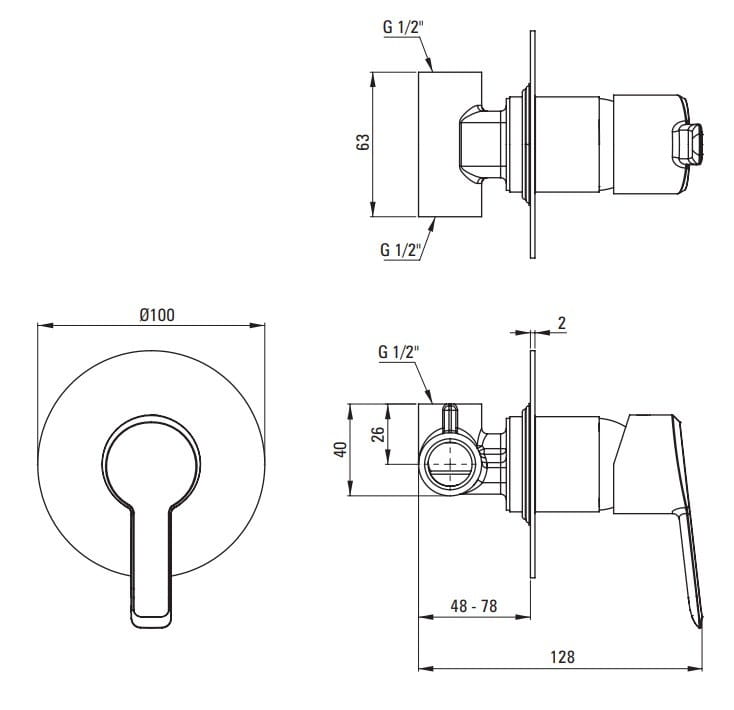 Bateria prysznicowa podtynkowa Arnika Deante złoto szczotkowane