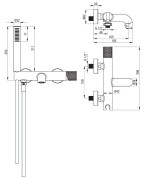 Bateria wannowa ścienna stal szczotkowana Silia Hexa Deante