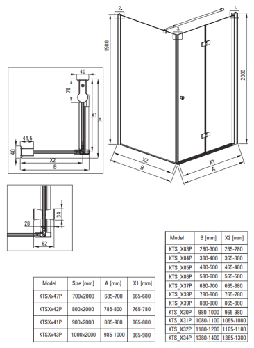 Kabina prysznicowa kwadratowa 90x90x200 nero Kerria Plus Deante