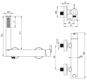Bateria prysznicowa ścienna brąz szczotkowany Silia Deante