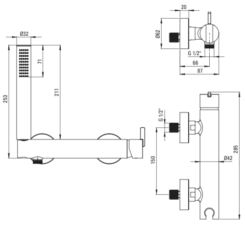 Bateria prysznicowa ścienna brąz szczotkowany Silia Deante