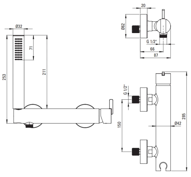Bateria prysznicowa ścienna brąz szczotkowany Silia Deante